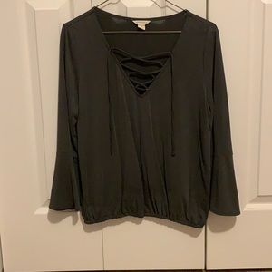 Aeropostale dark grey shirt with flare sleeves and cross top